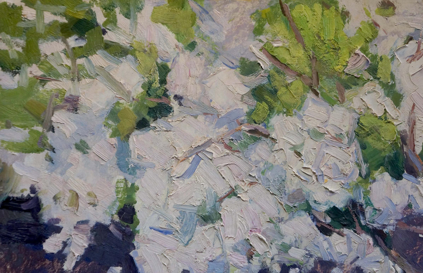 Oil painting Apple tree blossoms Trypilsky