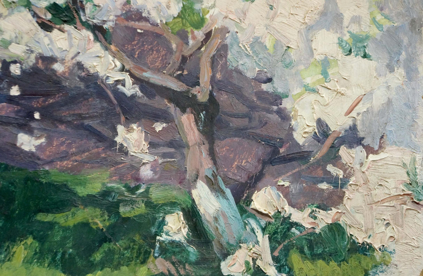 Oil painting Apple tree blossoms Trypilsky