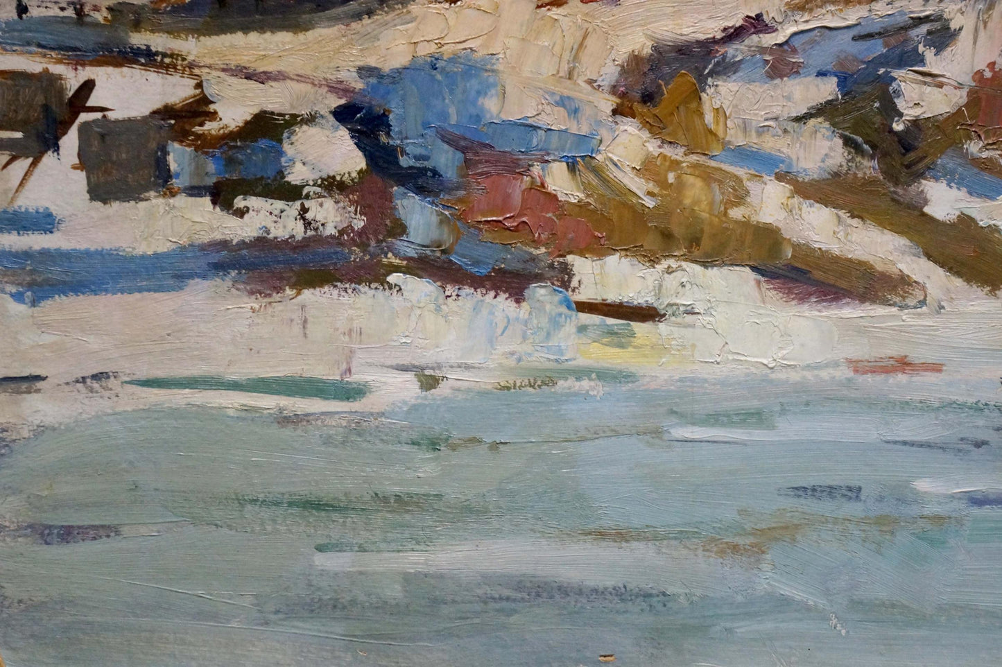 Oil painting Old church on the shore A. G. Gulyaev