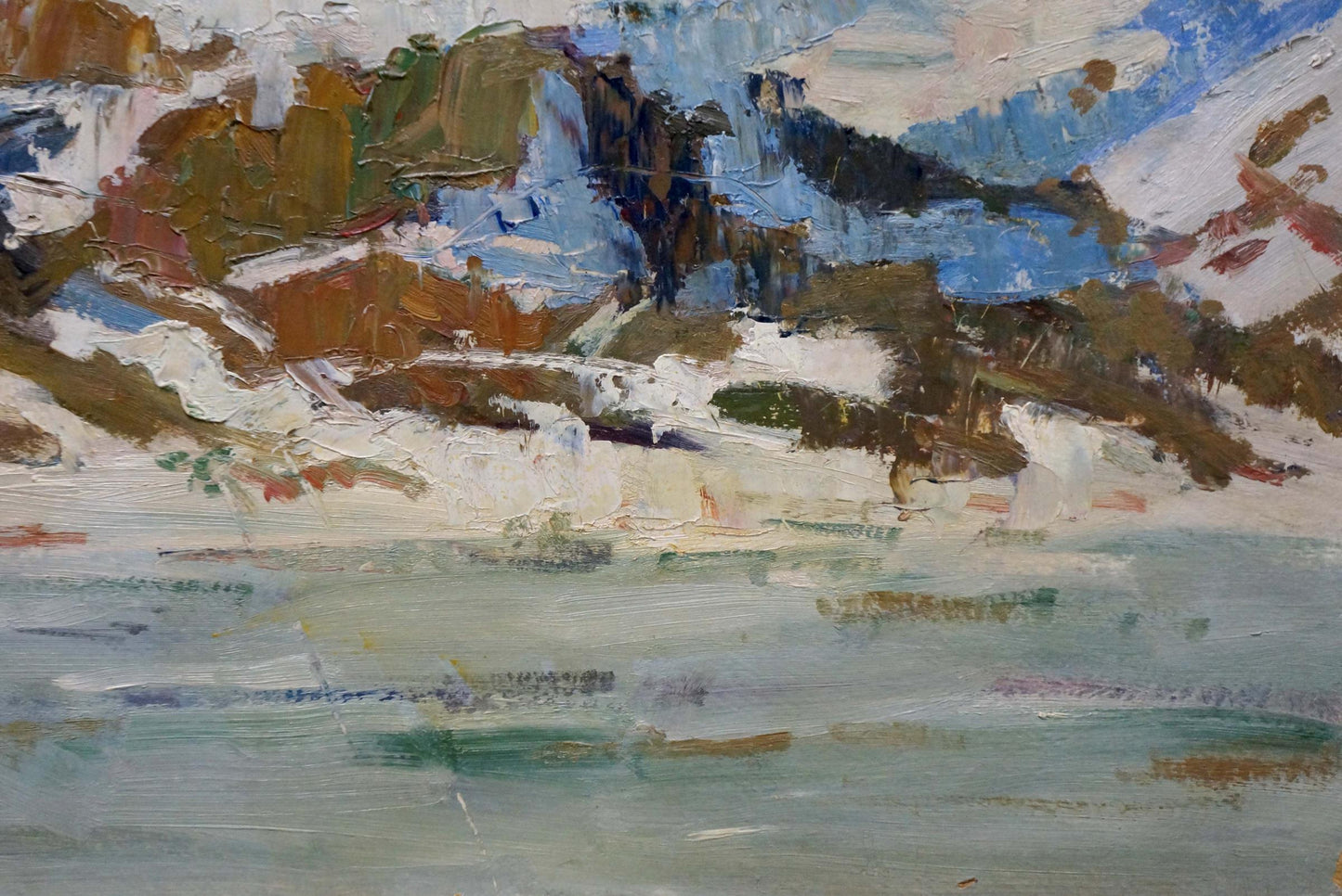 Oil painting Old church on the shore A. G. Gulyaev