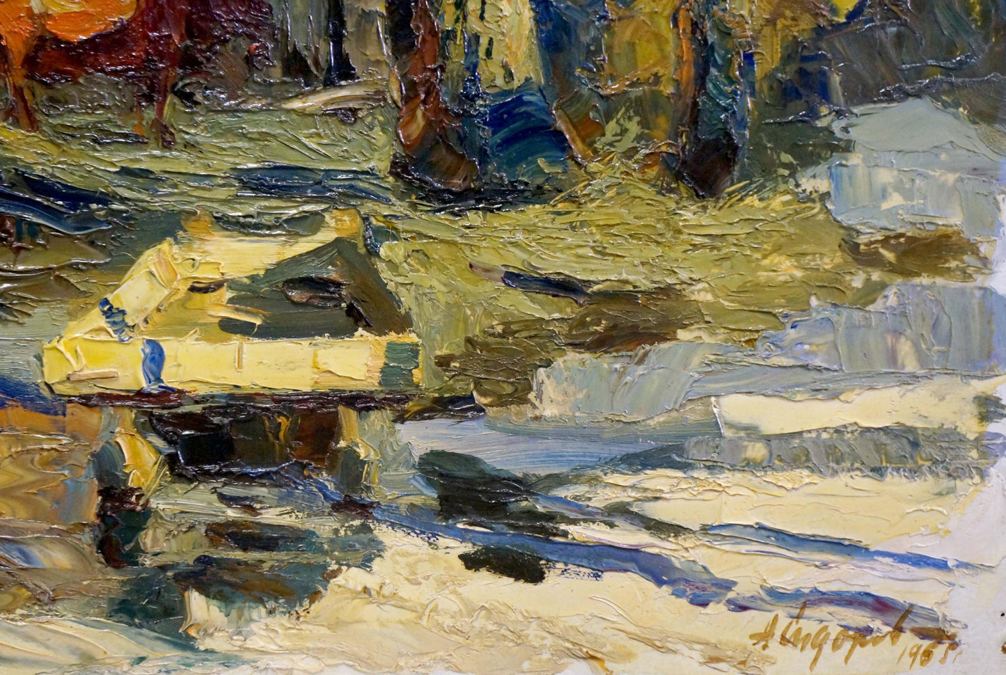 Oil painting Rural courtyard Sidorov Alexey Evdokimovich