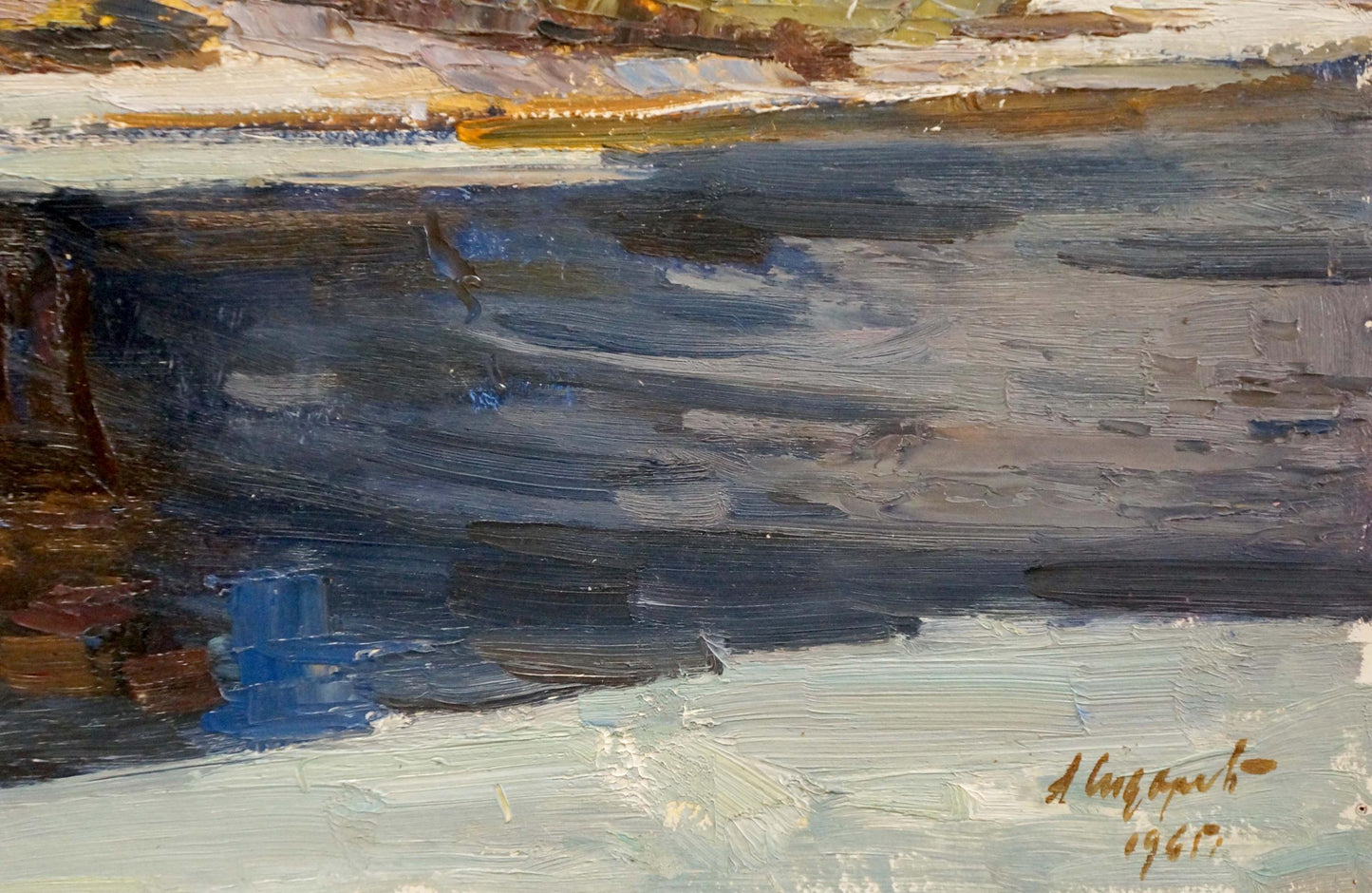 Oil painting Snow melts Sidorov Alexey Evdokimovich