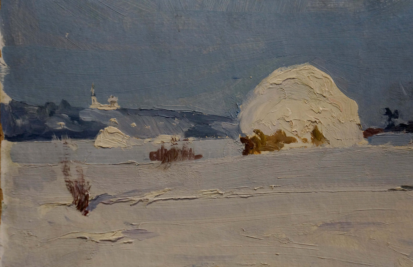 Oil painting Winter landscape Petrov Georgy Petrovich