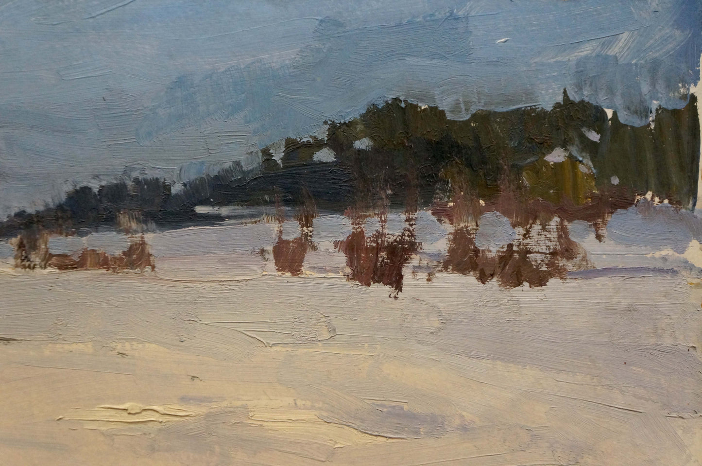 Oil painting Winter landscape Petrov Georgy Petrovich