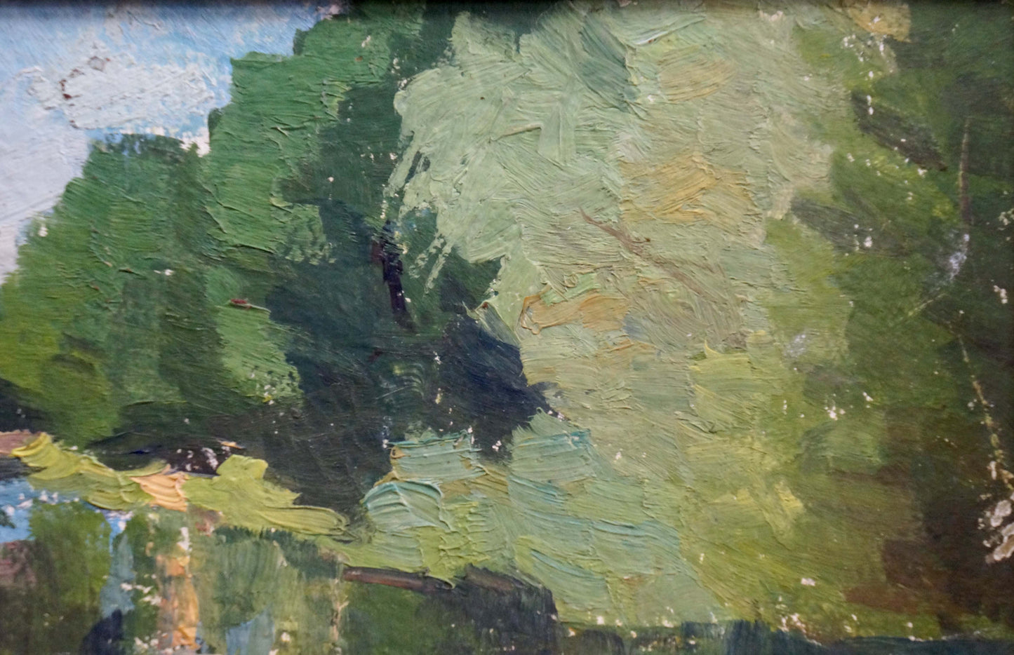 Oil painting Trees along the river Unknown artist