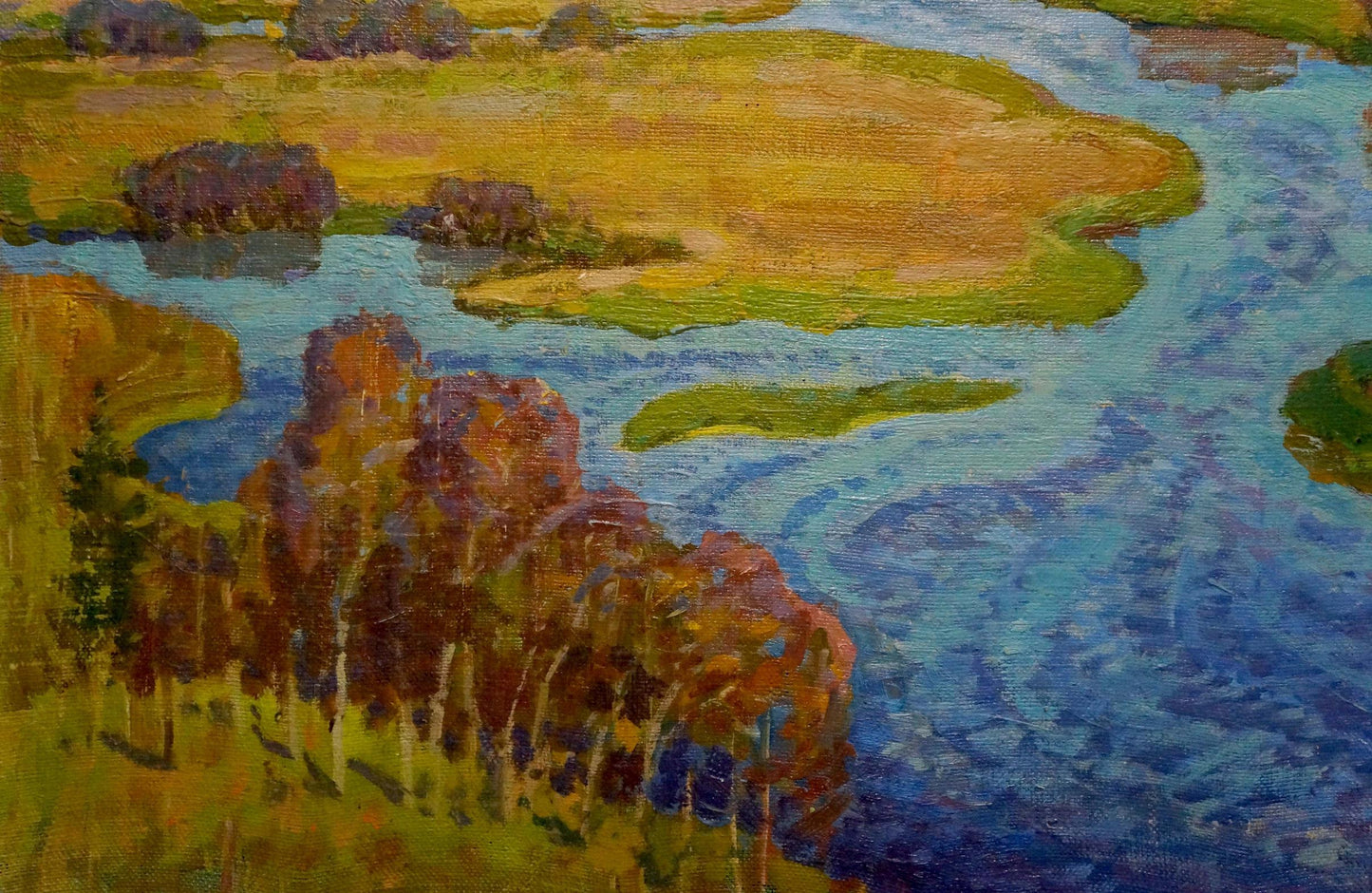 Oil painting Winding autumn river Grigory Ruban