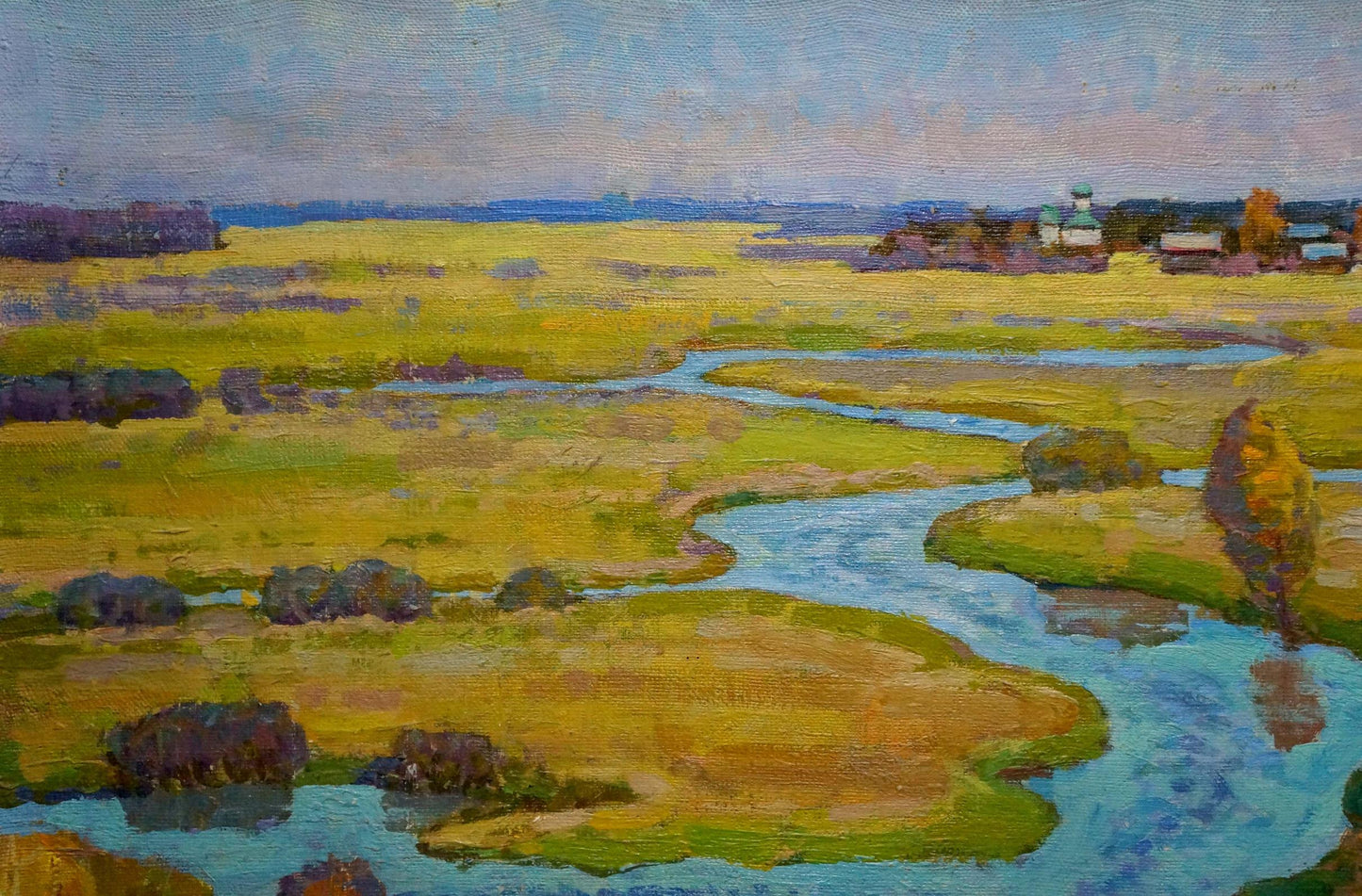 Oil painting Winding autumn river Grigory Ruban