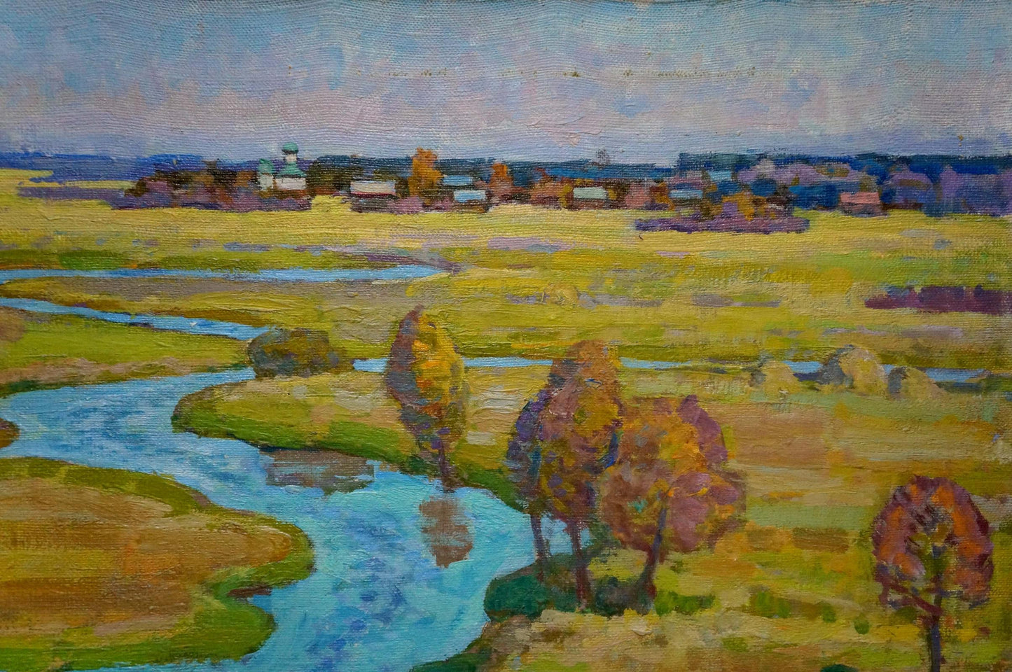 Oil painting Winding autumn river Grigory Ruban