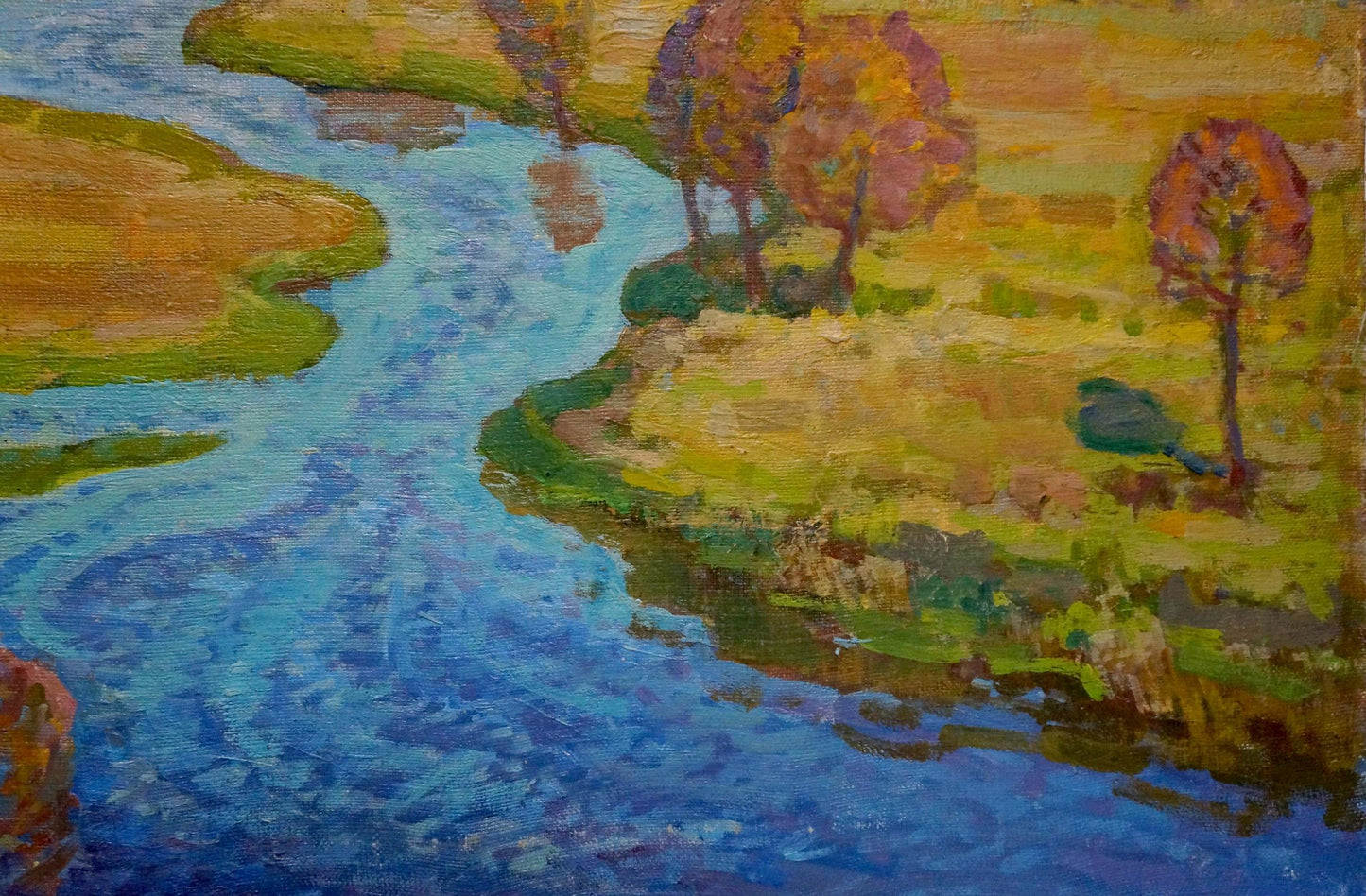 Oil painting Winding autumn river Grigory Ruban