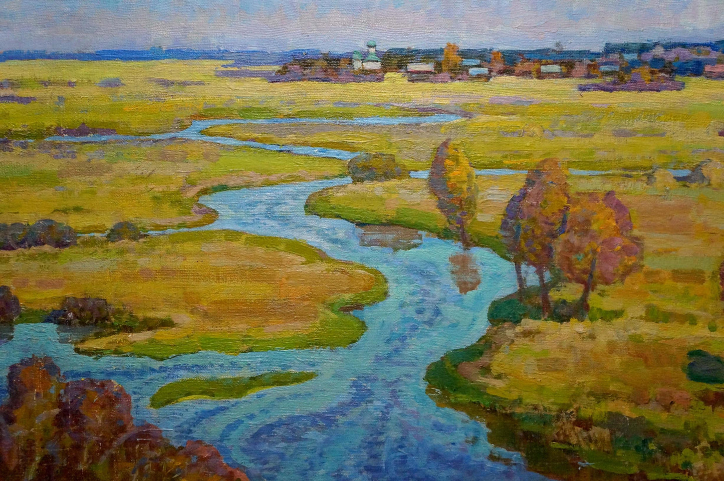 Oil painting Winding autumn river Grigory Ruban