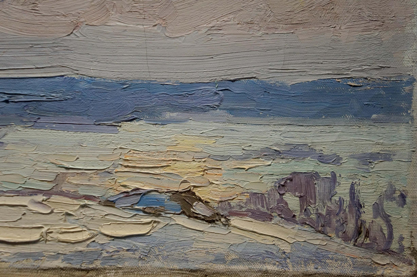 Oil painting Sunset landscape Sevastyanov Viktor Grigorievich