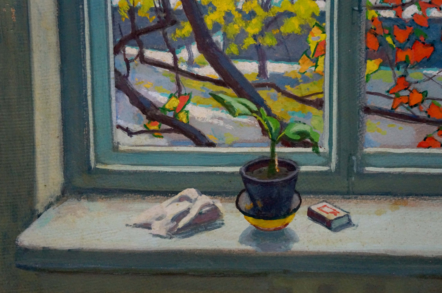 Oil painting View from the window Vlasov Vladimir Grigorievich