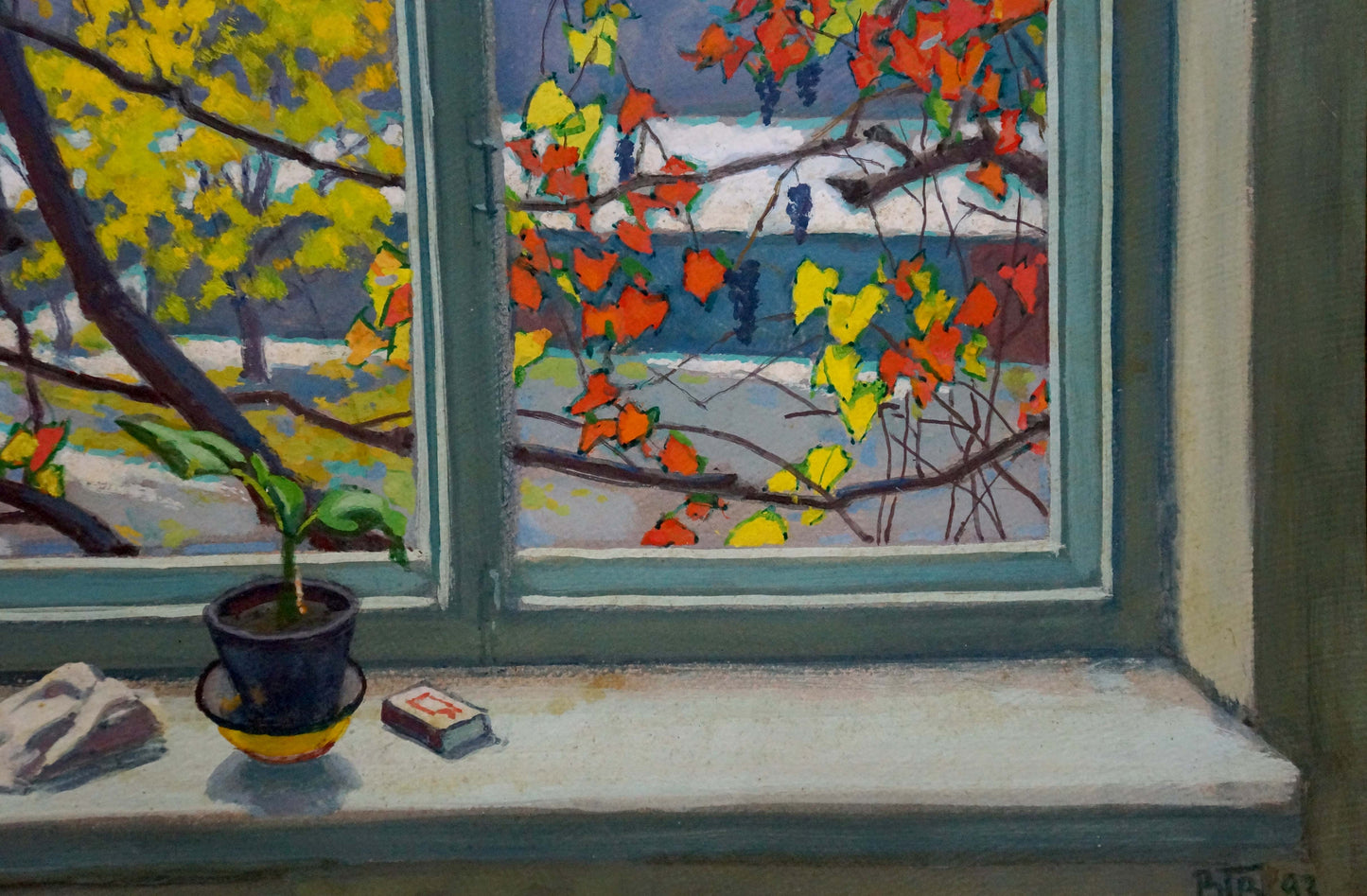 Oil painting View from the window Vlasov Vladimir Grigorievich