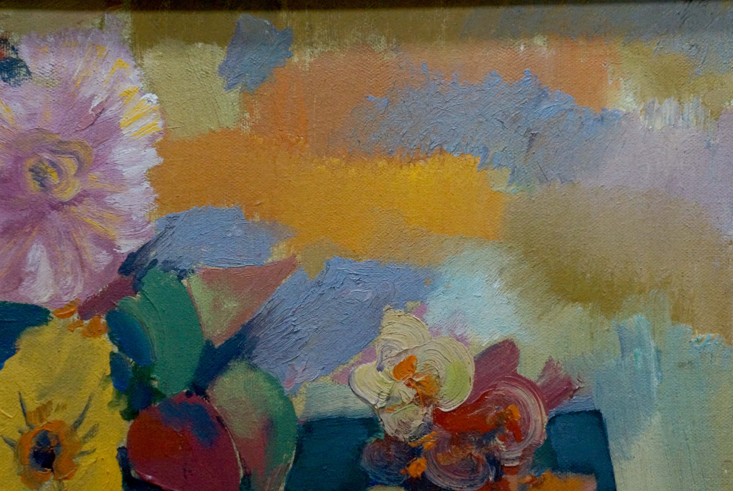 Oil painting Flowers on a blue canvas Evgeny Fedko