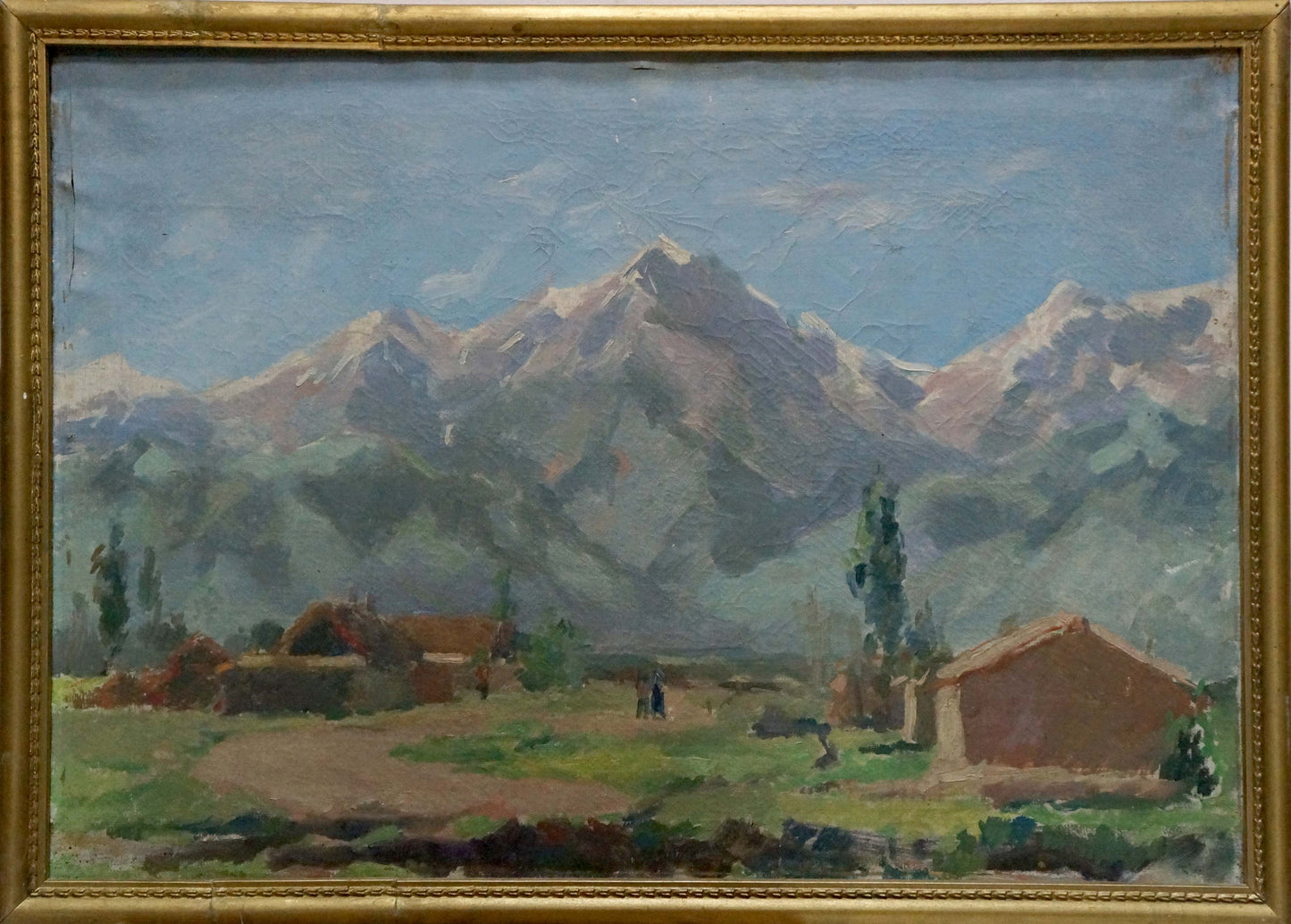 Oil painting Landscape in the mountains