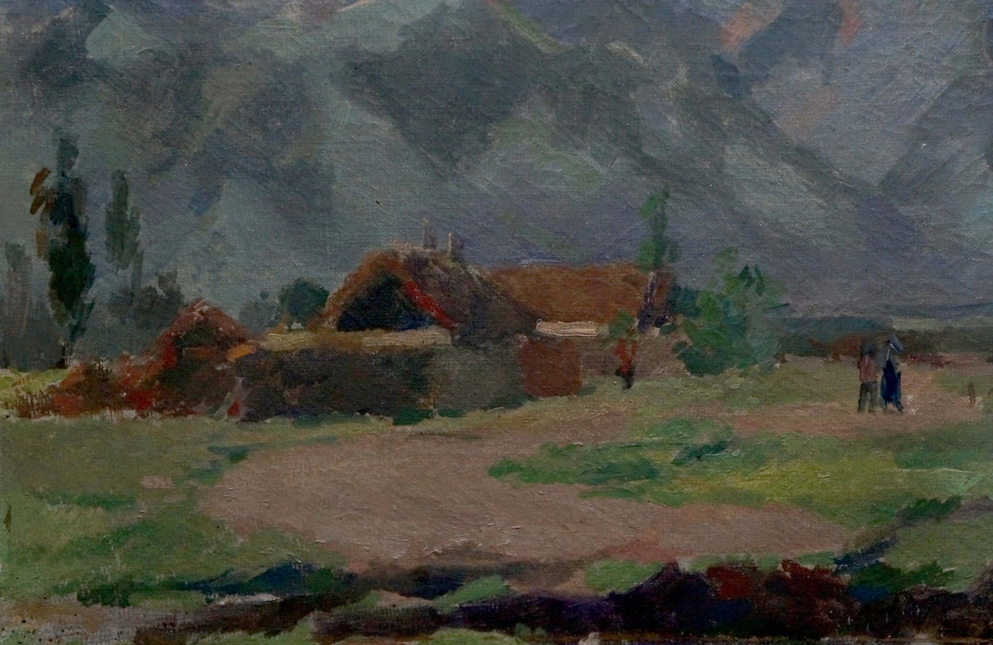 Oil painting Landscape in the mountains