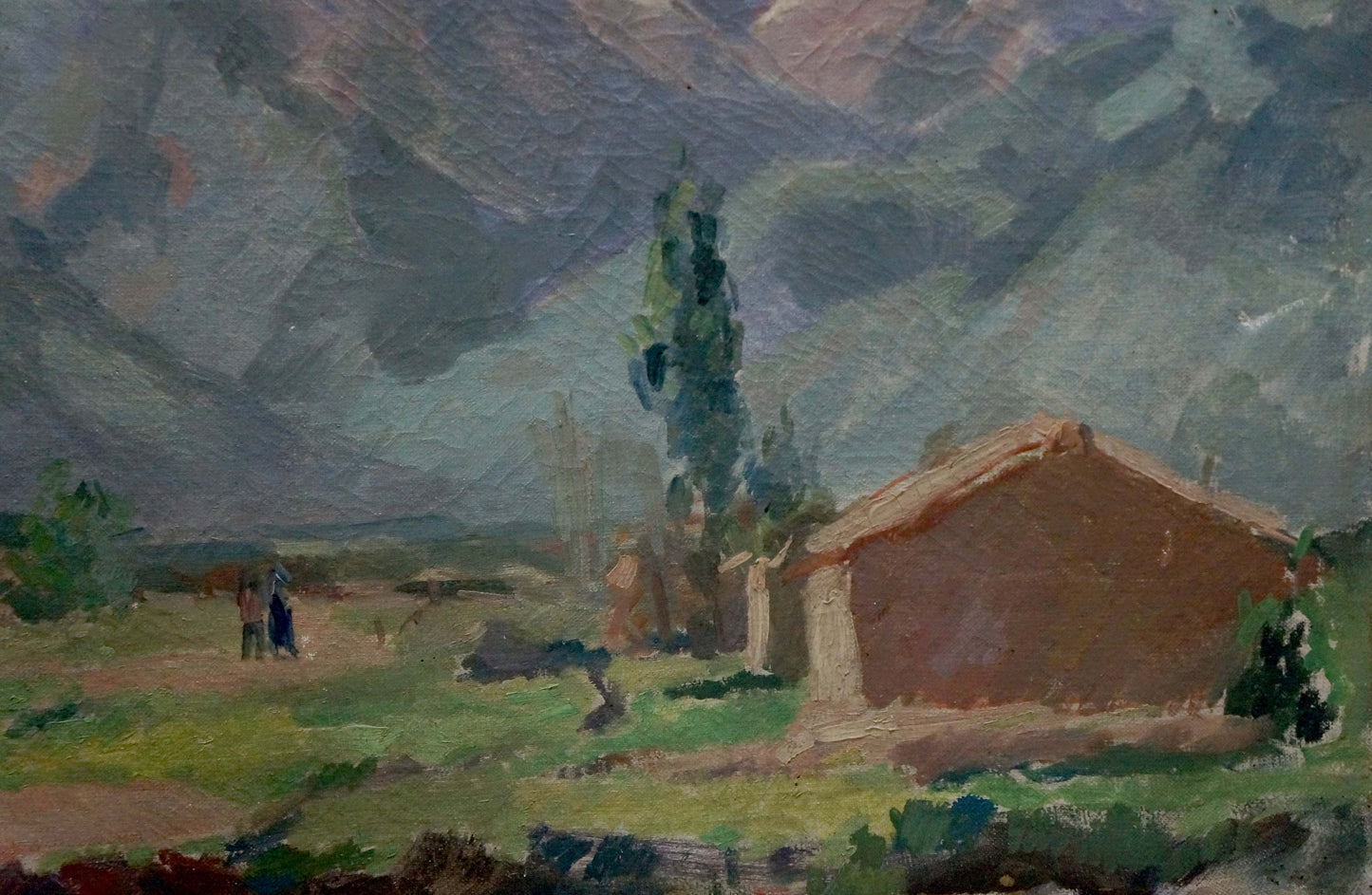 Oil painting Landscape in the mountains