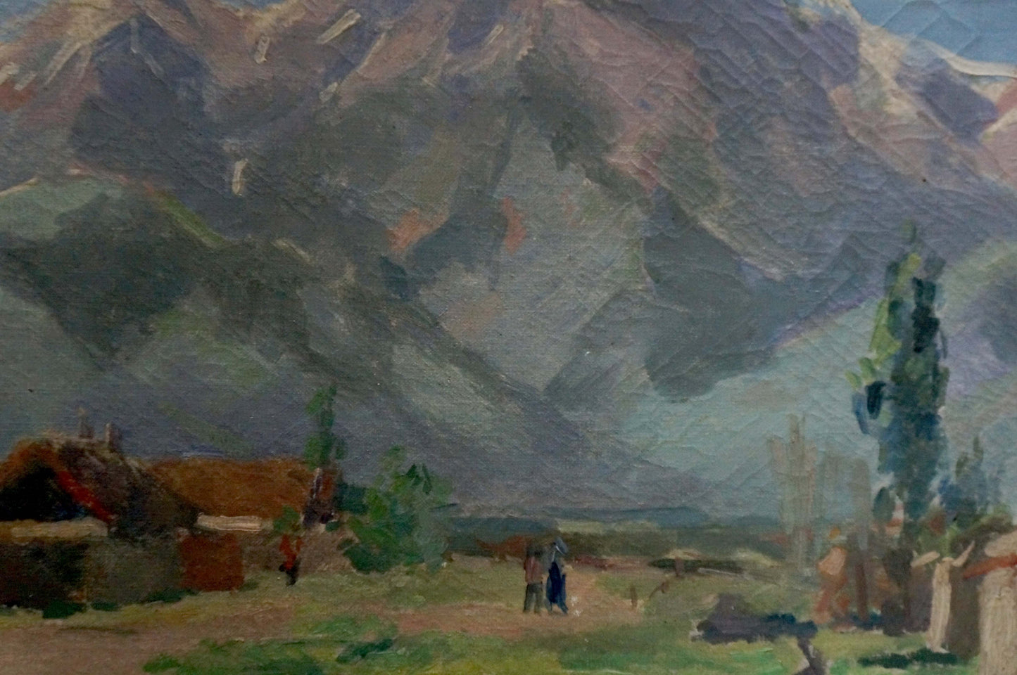 Oil painting Landscape in the mountains