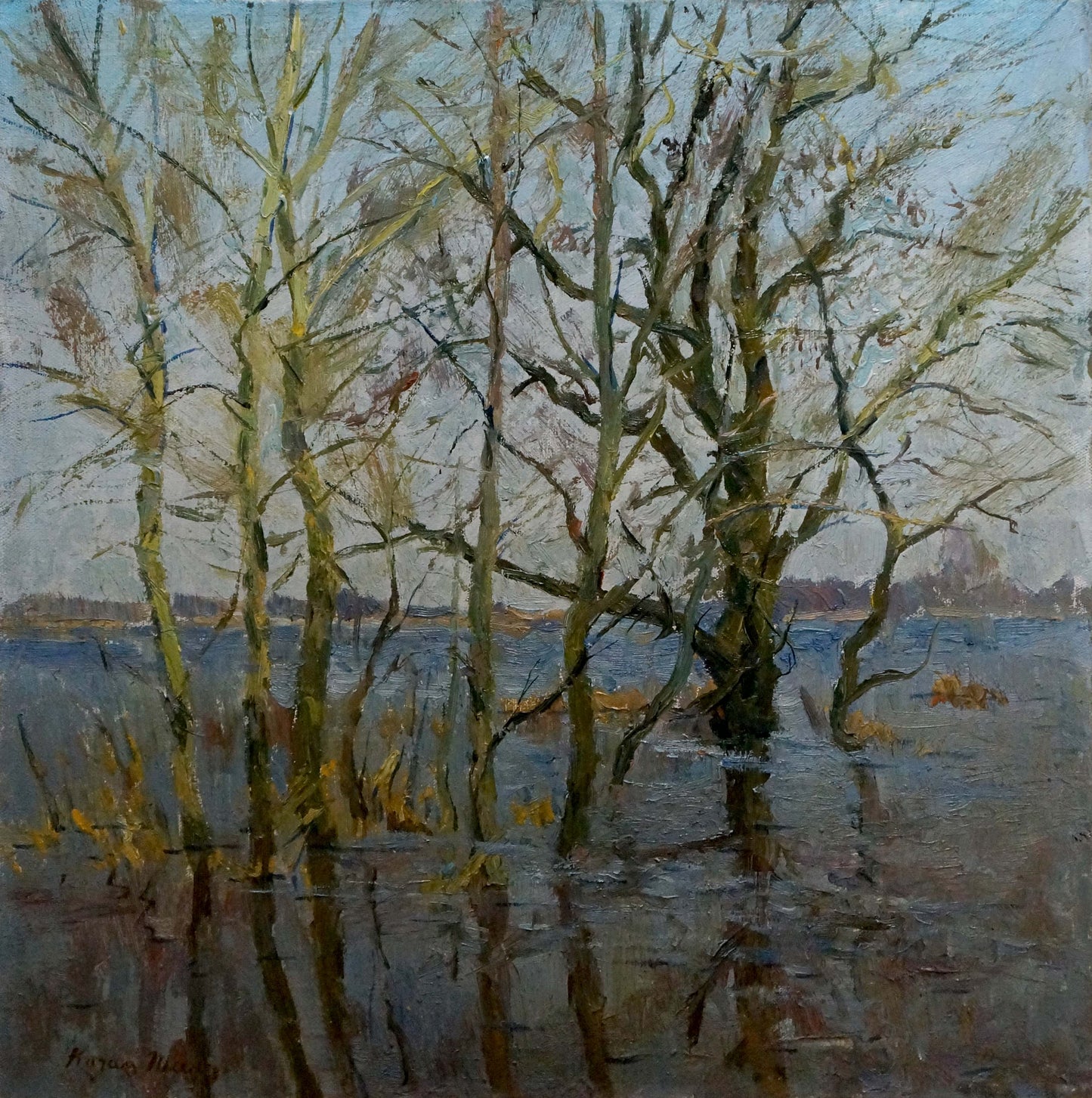 Oil painting Spring flood Kogan-Shats Matvey Borisovich