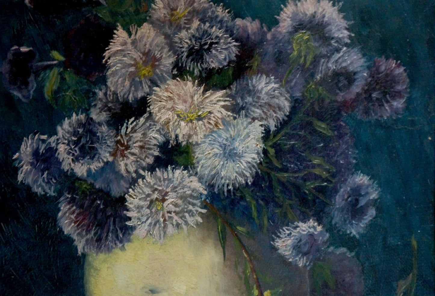 Oil painting Lilac daisies European artist