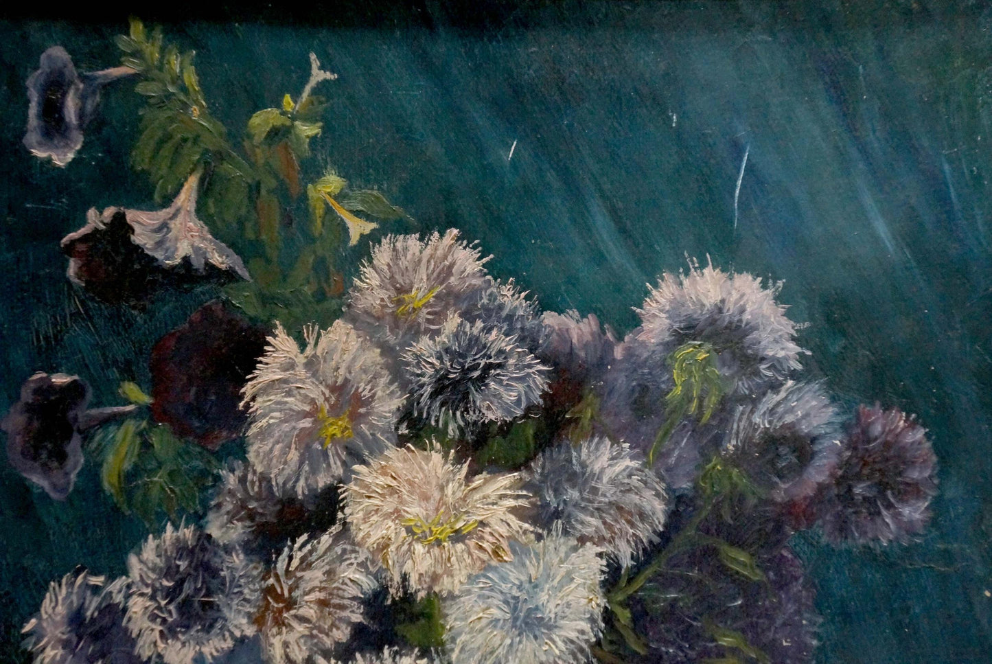 Oil painting Lilac daisies European artist