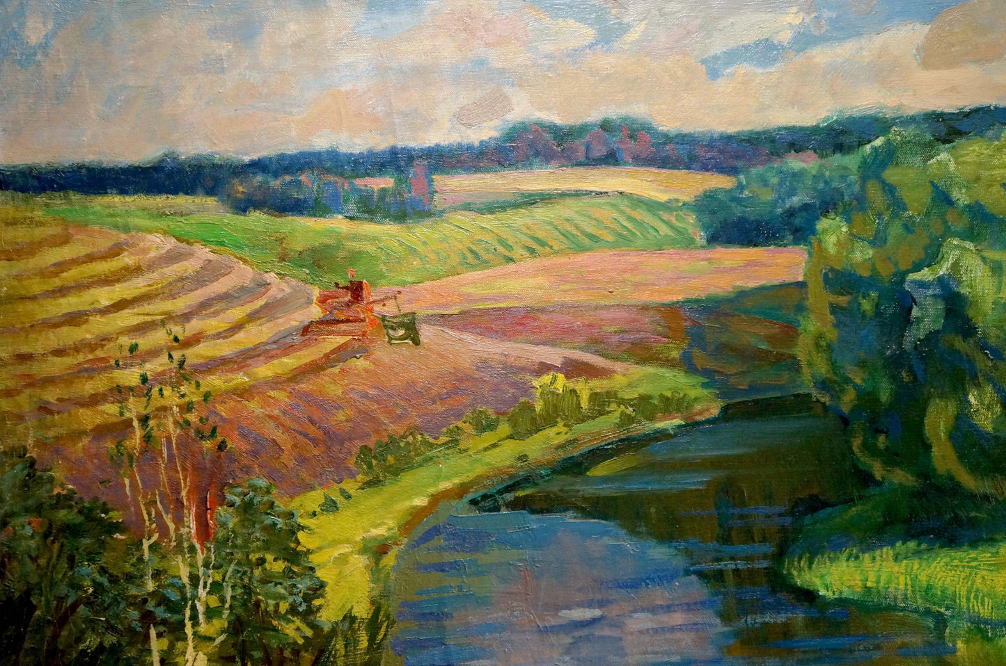 Oil painting Ducks swim on the river Unknown artist