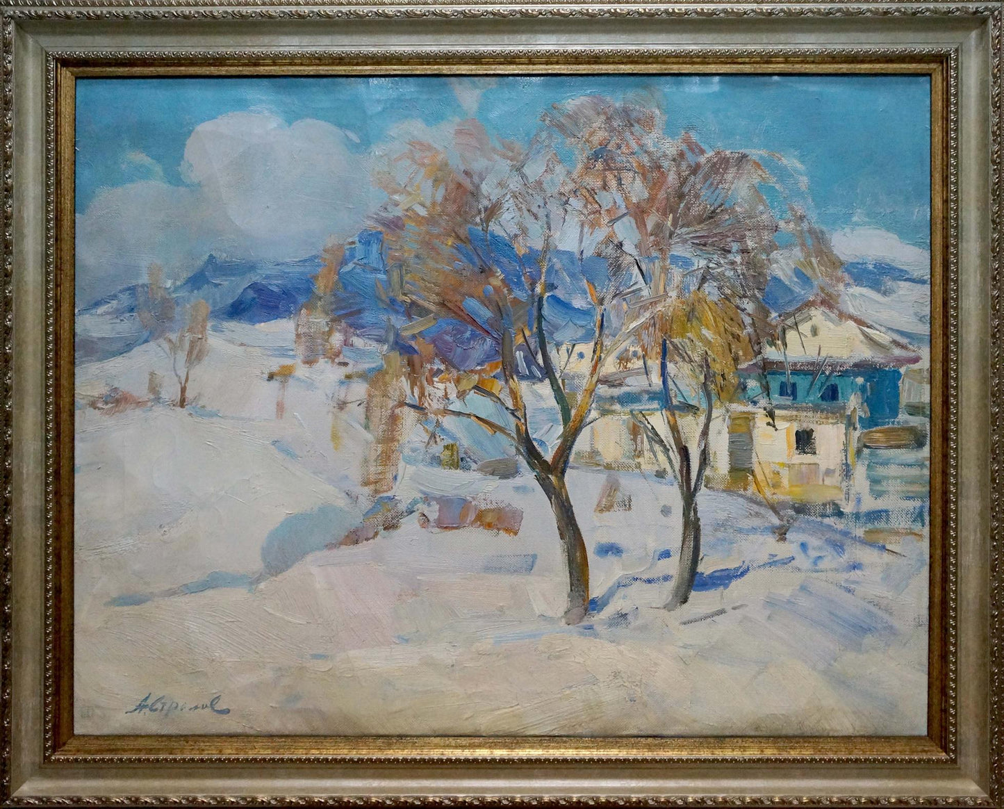 Oil painting Snow in the city Strelov Arkady Efimovich