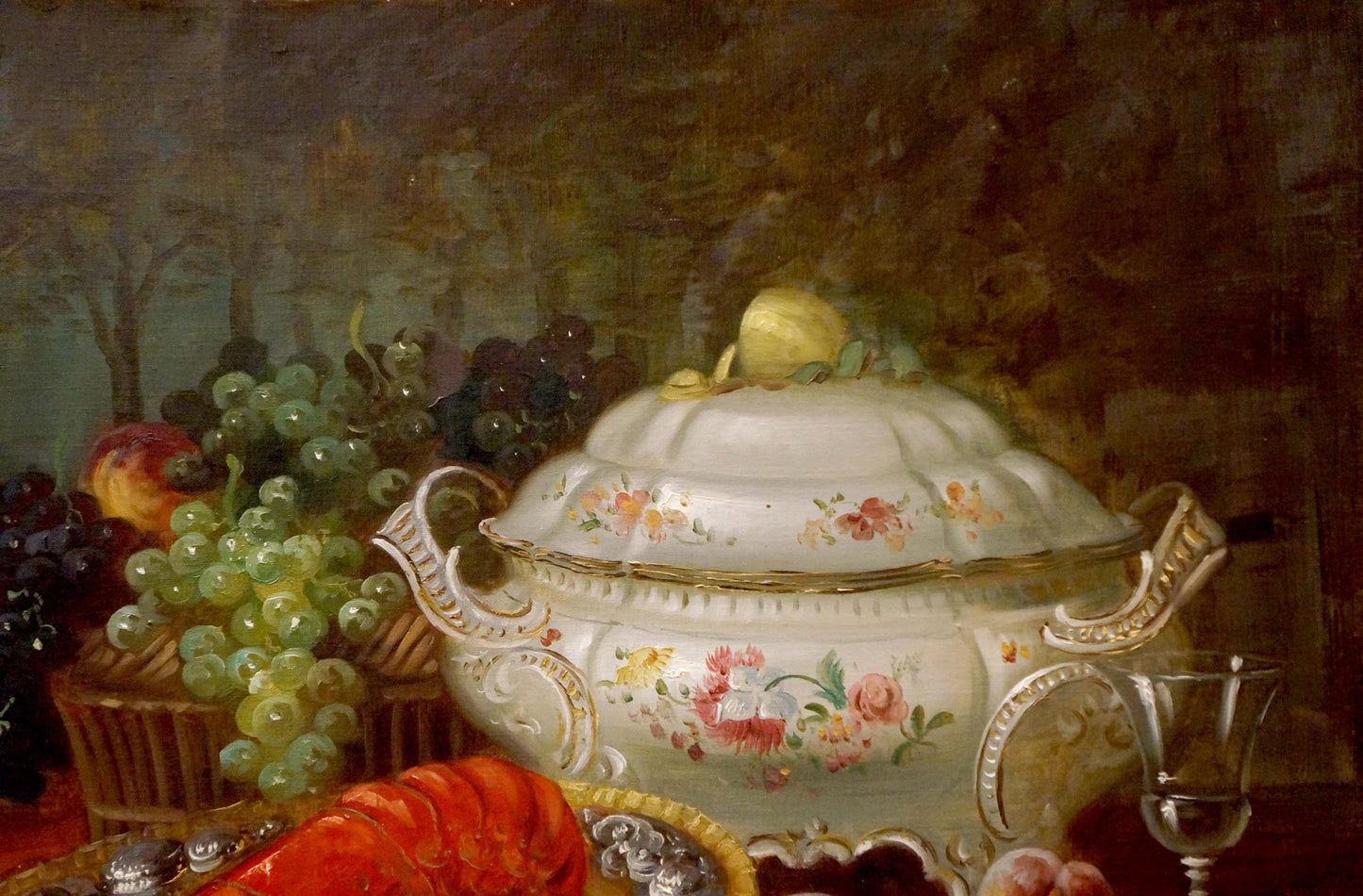 Oil painting Shrimp on the table Eduard Huber-Andorf