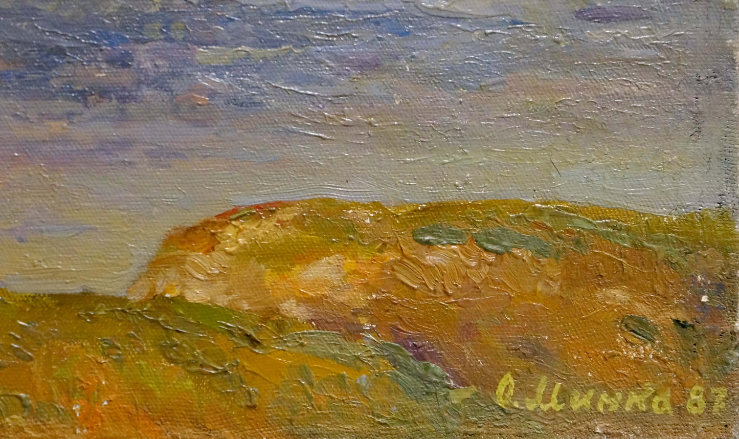 Oil painting Over the river Mynka Alexander Fedorovich