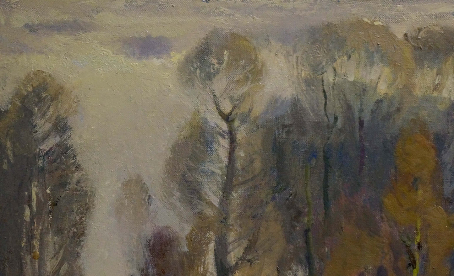 Oil painting Winter evening forest Alexander Mynka