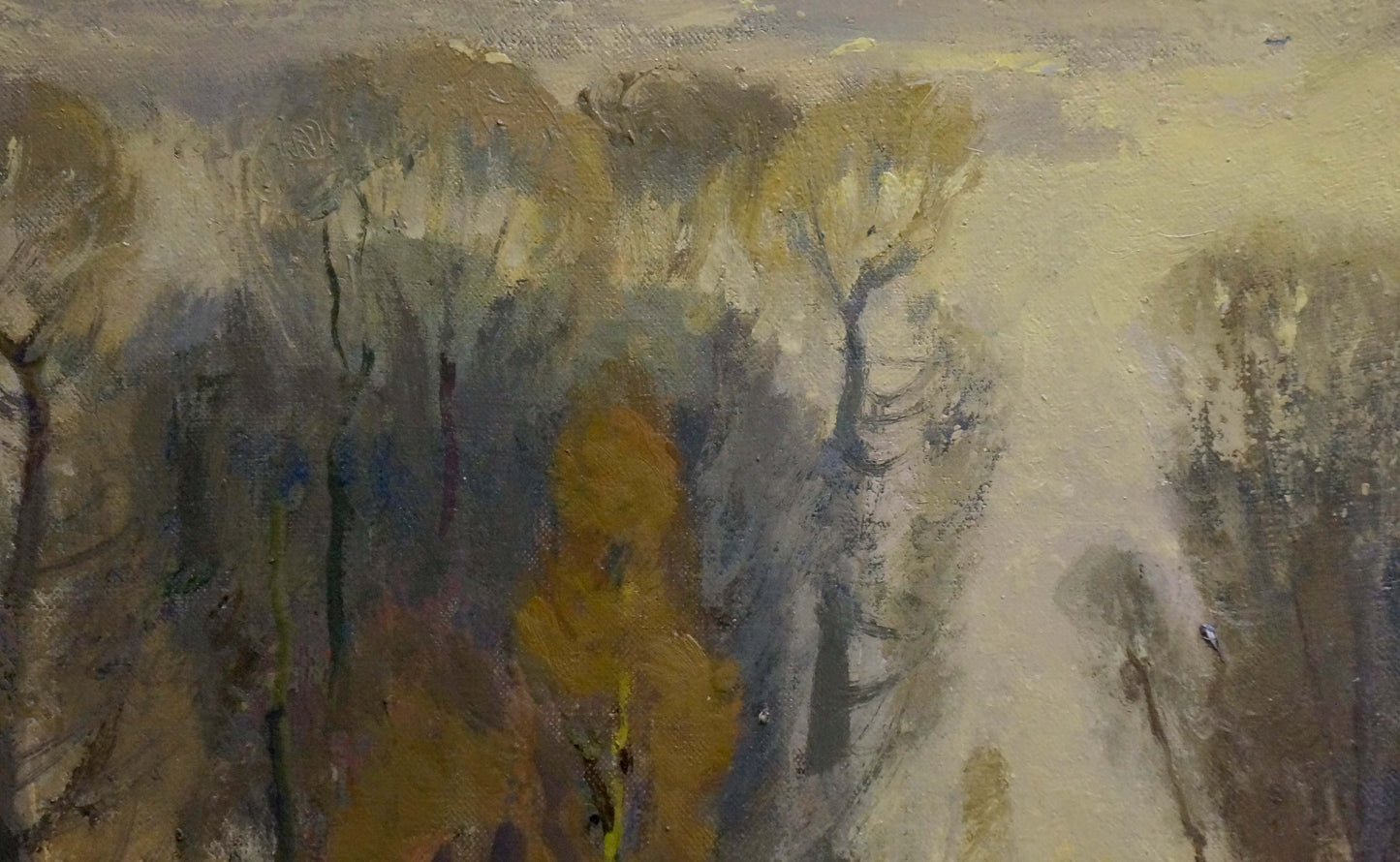Oil painting Winter evening forest Alexander Mynka