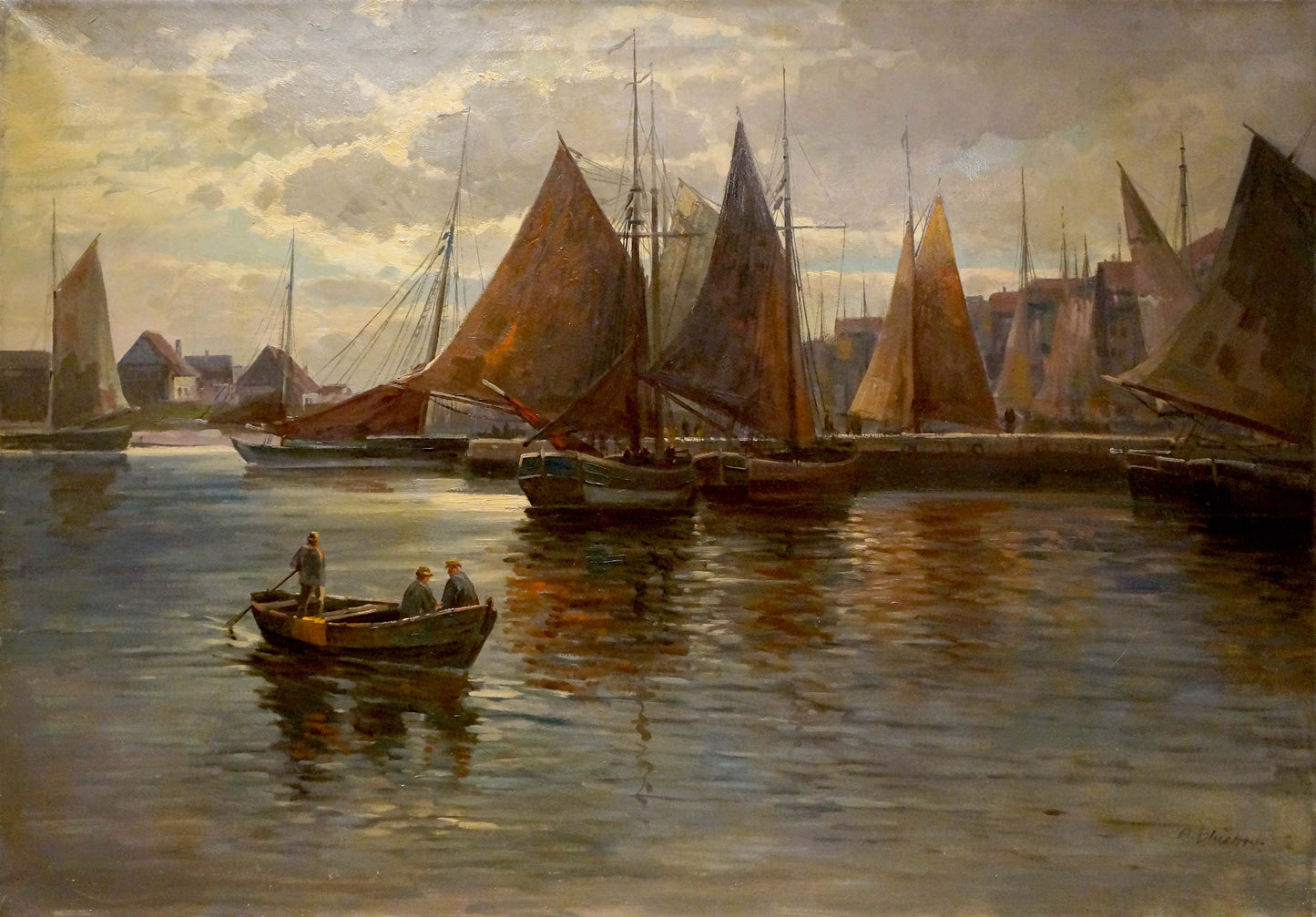 Oil painting River landscape Albert Blatter