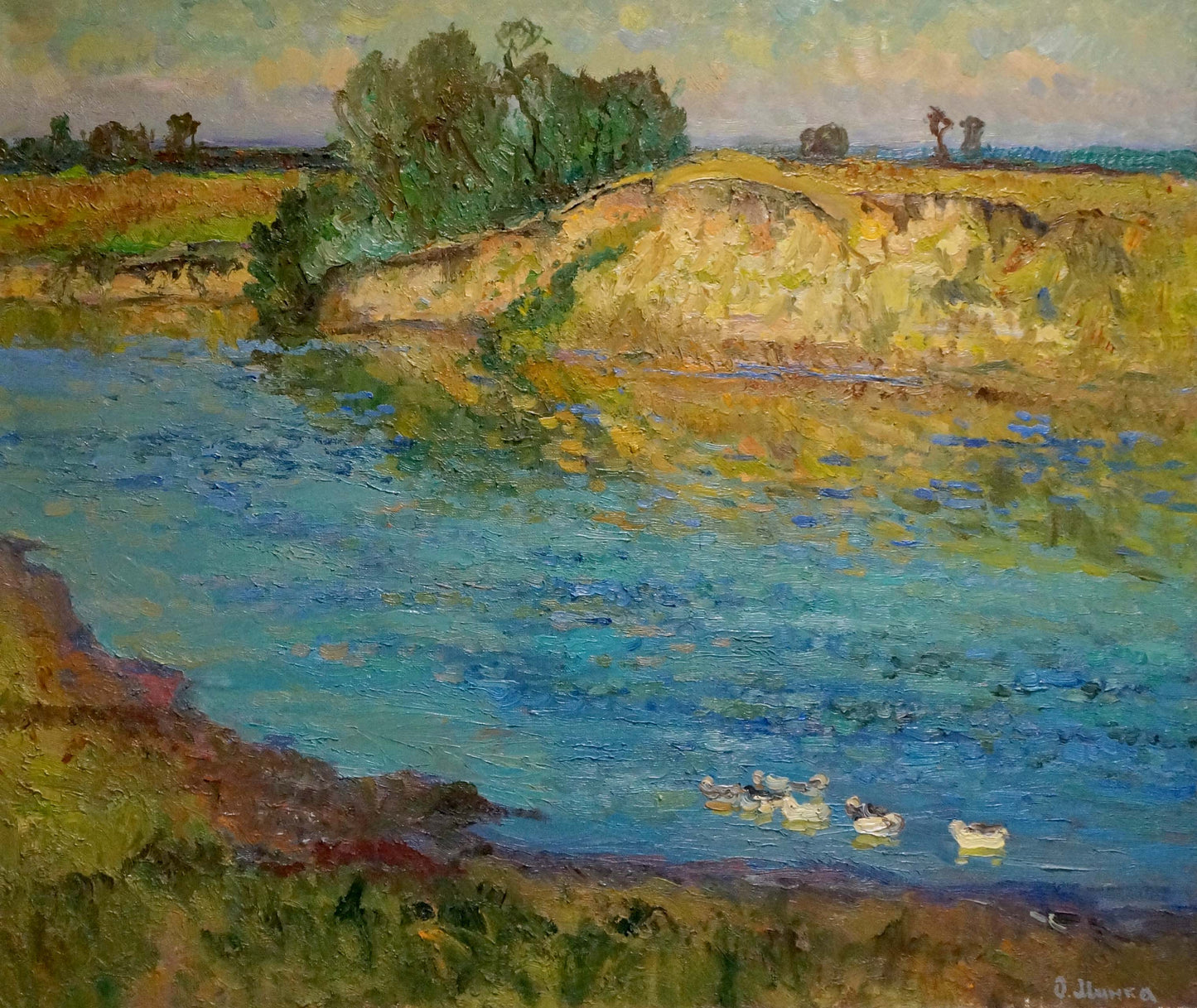 Oil painting Hot summer day by the river Alexander Mynka