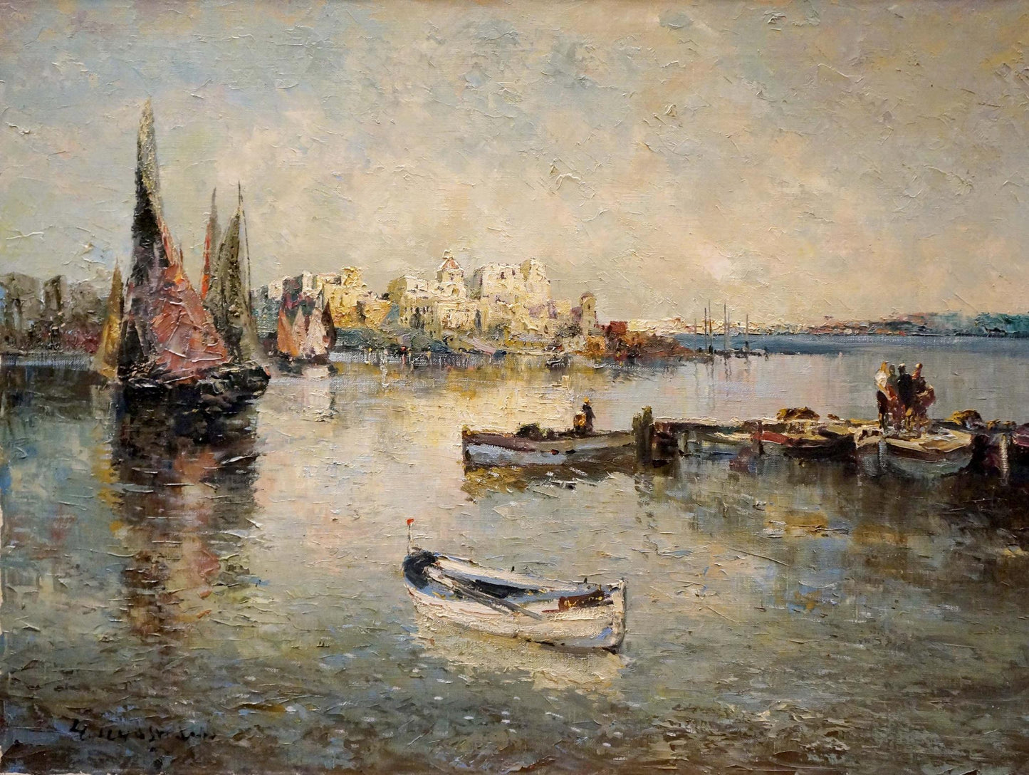 Oil painting Arrival in the city Hochstein A.