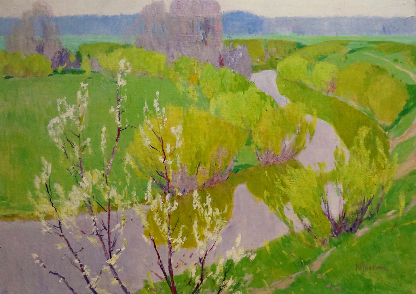 Oil painting River flows Tolpekin Yu.