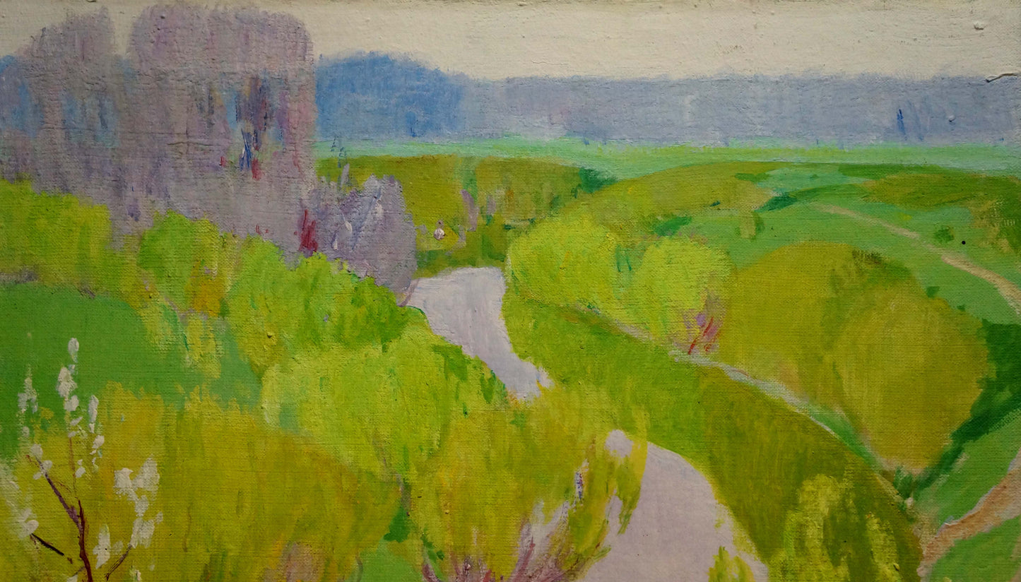 Oil painting River flows Tolpekin Yu.