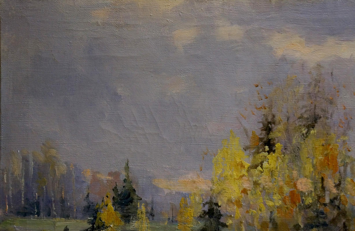 Oil painting Winter road in the forest Unknown artist