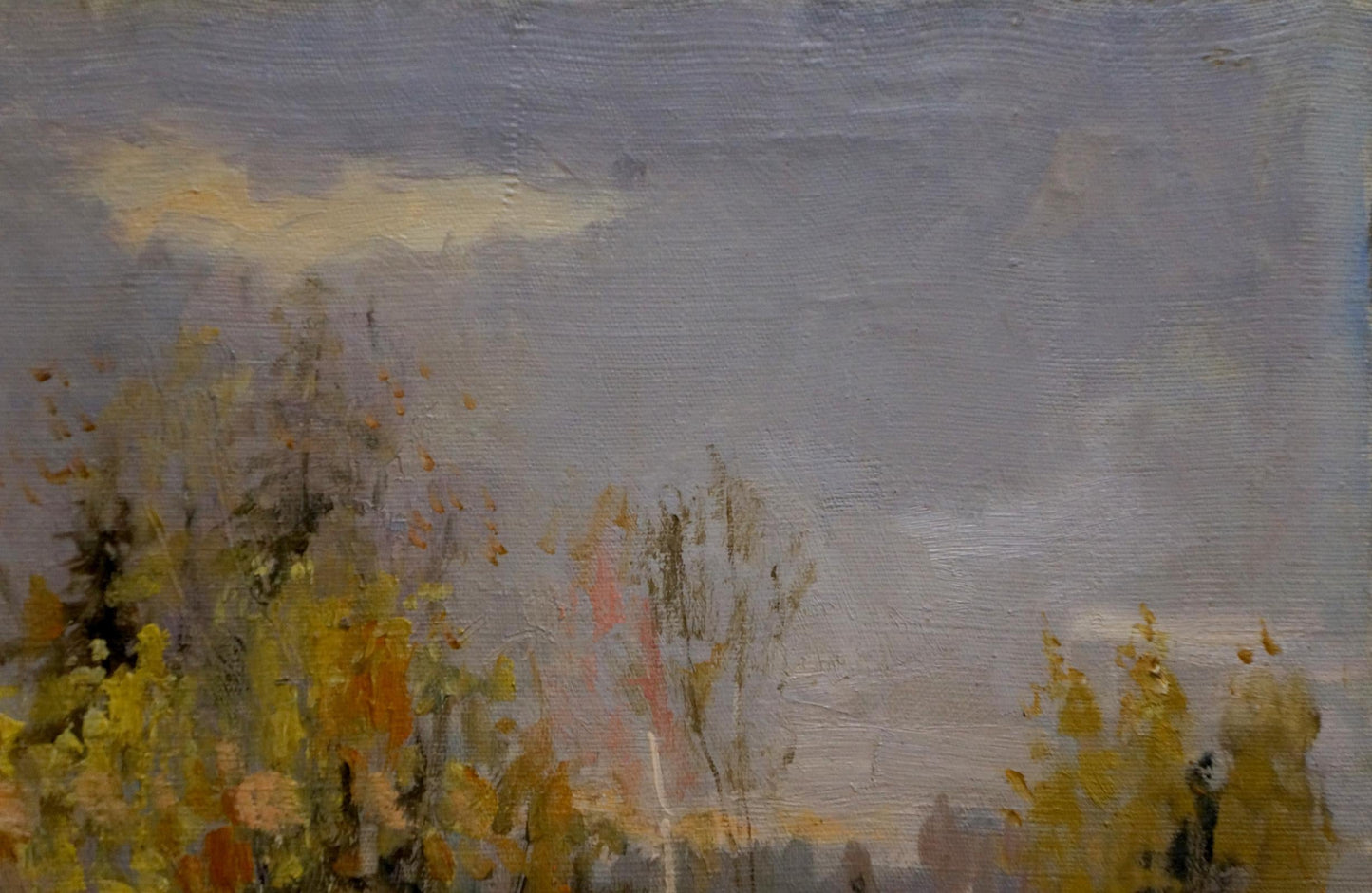 Oil painting Winter road in the forest Unknown artist