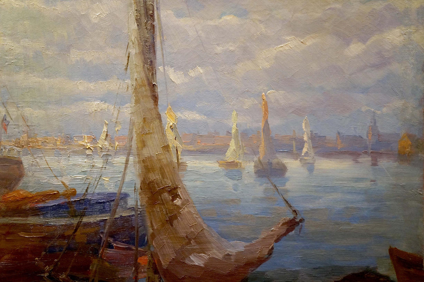 Oil painting Boats in the port