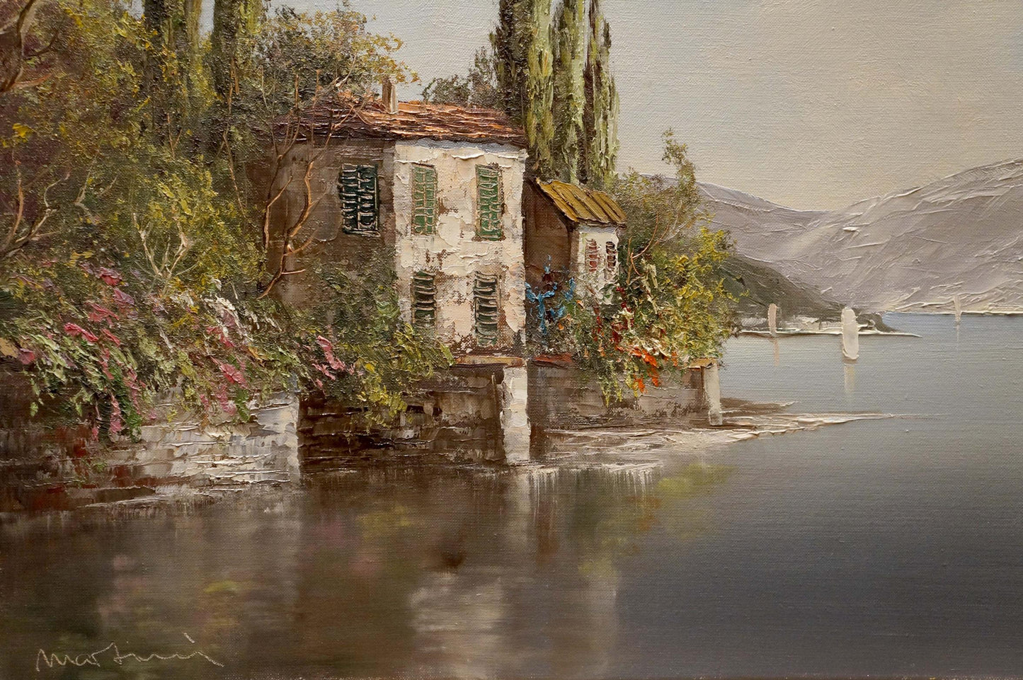 Oil painting House by the shore Bruno Martini