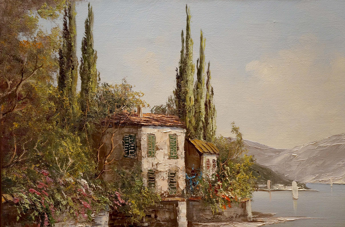 Oil painting House by the shore Bruno Martini