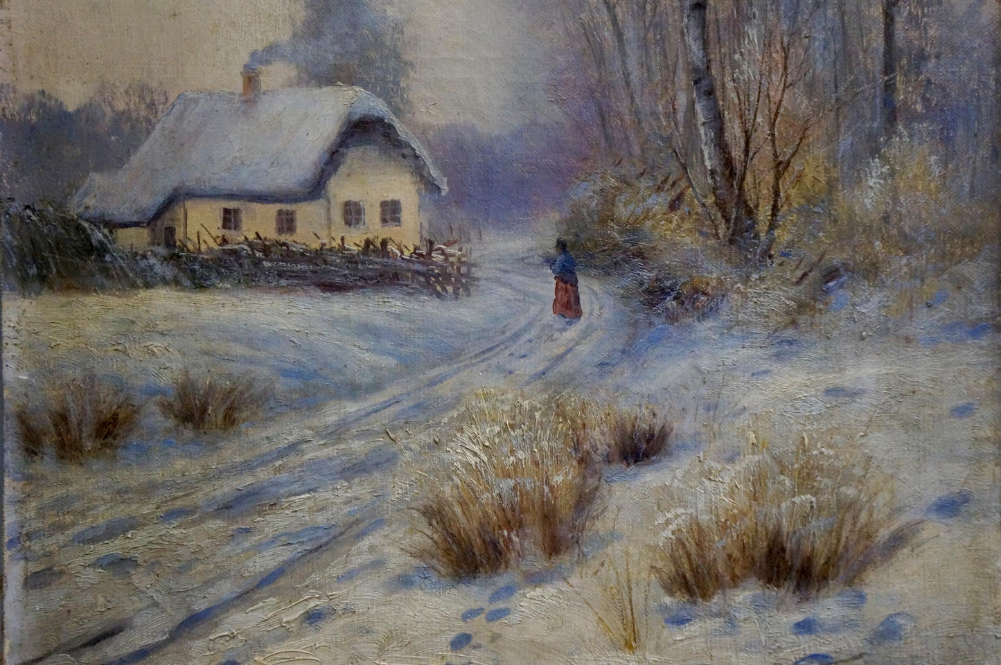 Oil painting Walk through winter nature Unknown artist