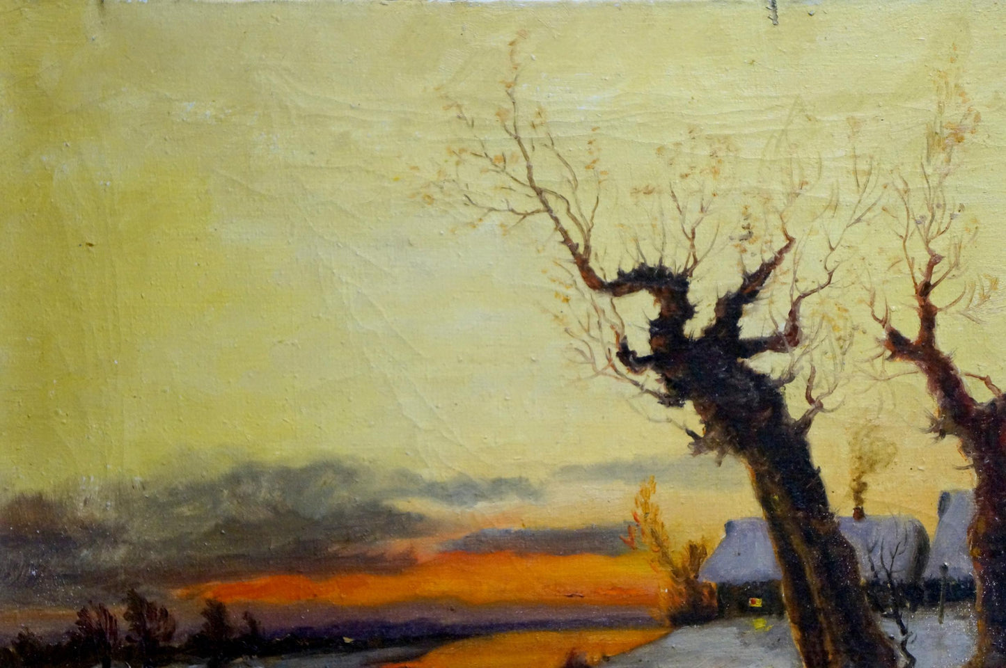 Oil painting Winter dawn