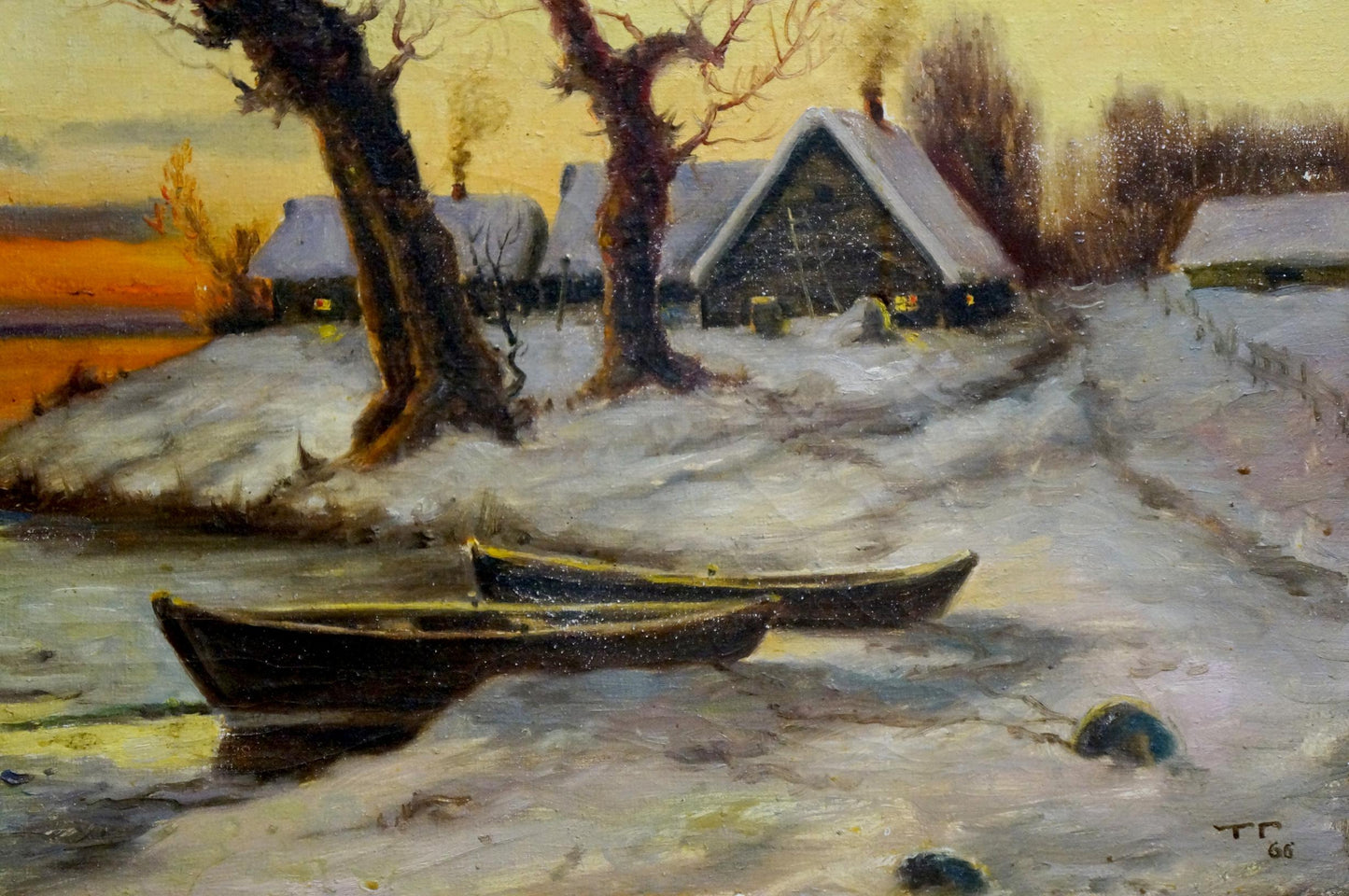 Oil painting Winter dawn