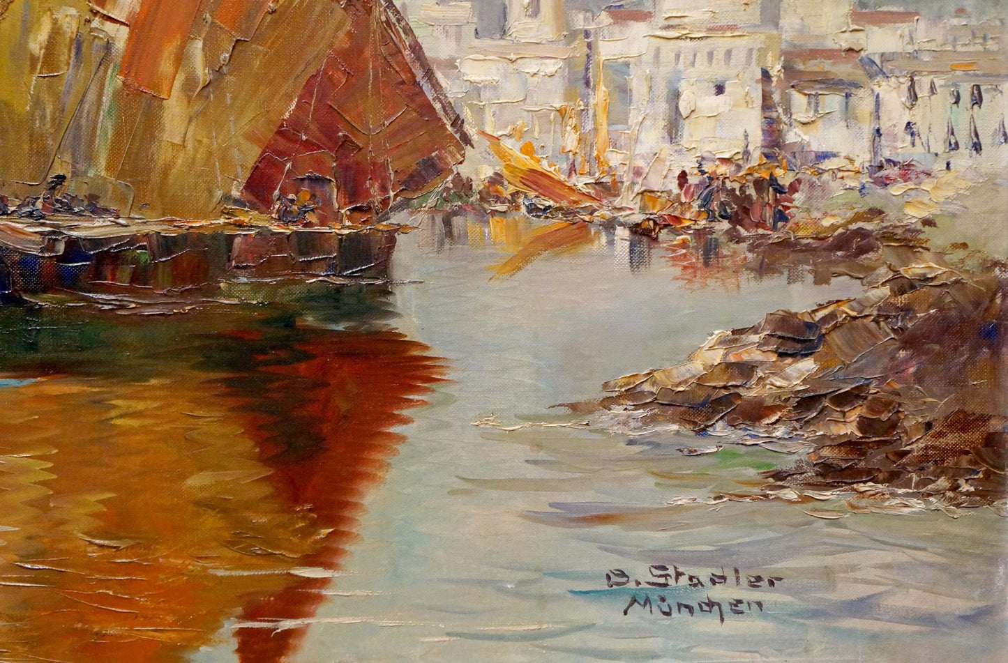 Oil painting City landscape Benno Stadler