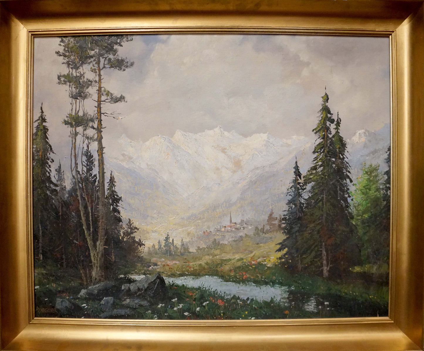 Oil painting Mountain landscape Ad. Wegener