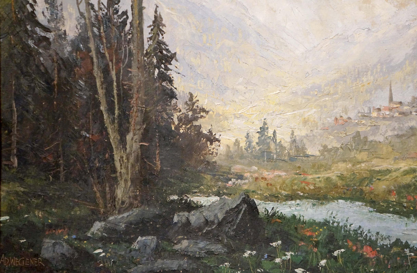 Oil painting Mountain landscape Ad. Wegener