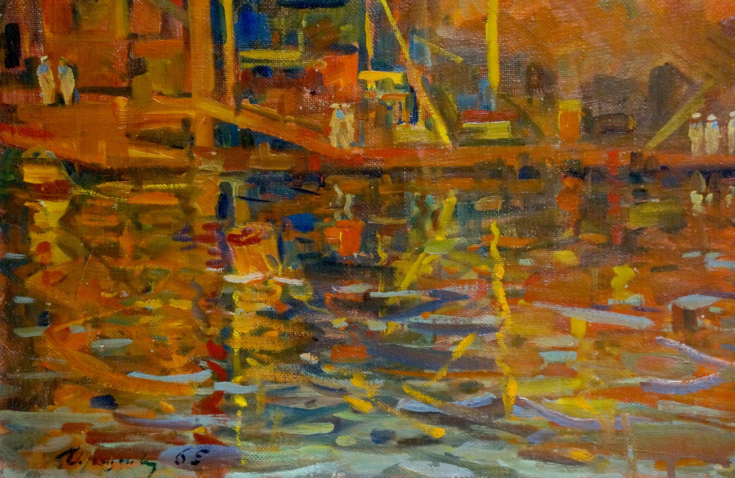 Oil painting Ship in port Atayan Armen Arshakovich