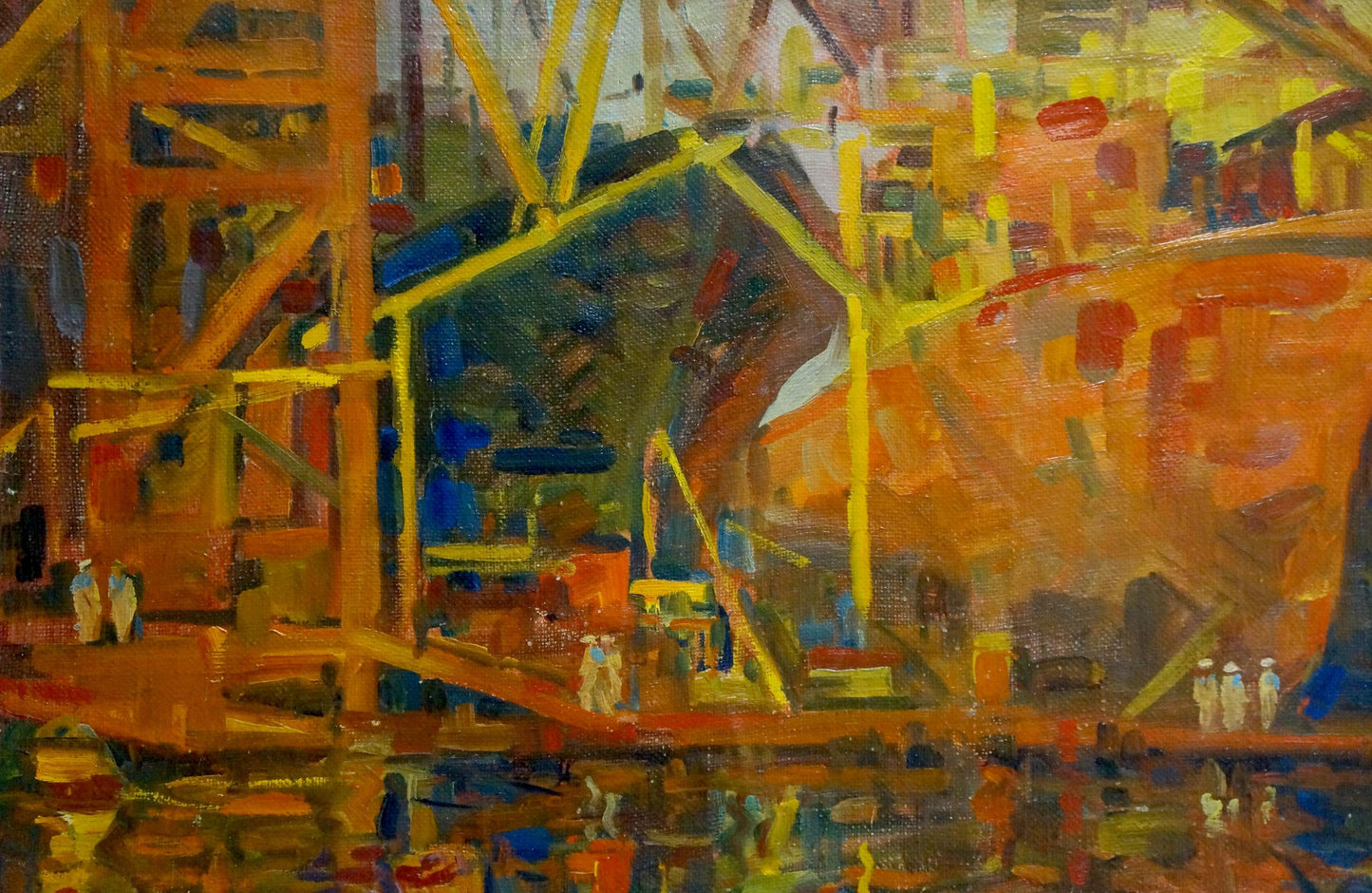 Oil painting Ship in port Atayan Armen Arshakovich
