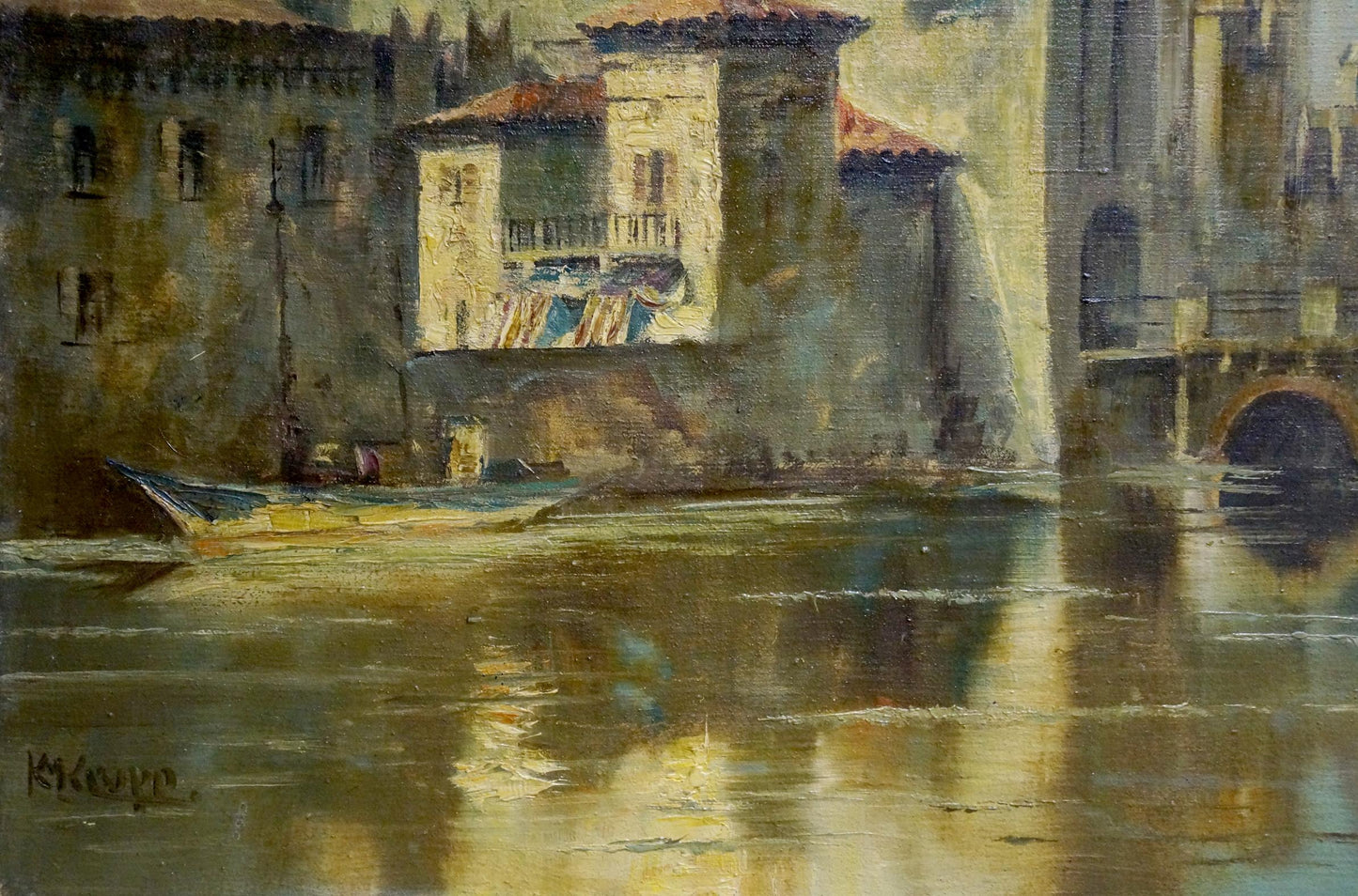 Oil painting Medieval castle Karl Klupp Munchen